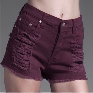 Minkpink purple high waisted denim shorts size s